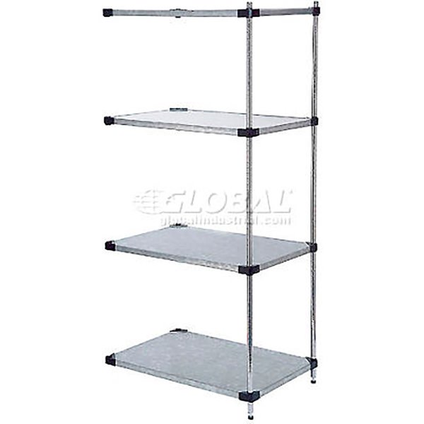 Nexel Galvanized Steel, 5 Tier, Solid Shelving Add-On Unit, 24Wx18Dx86H A18248SZ5